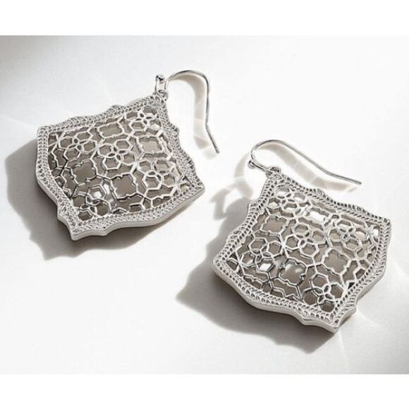 Kendra Scott NEW Kirsten earrings - silver filigree dangle drop - Picture 5 of 7